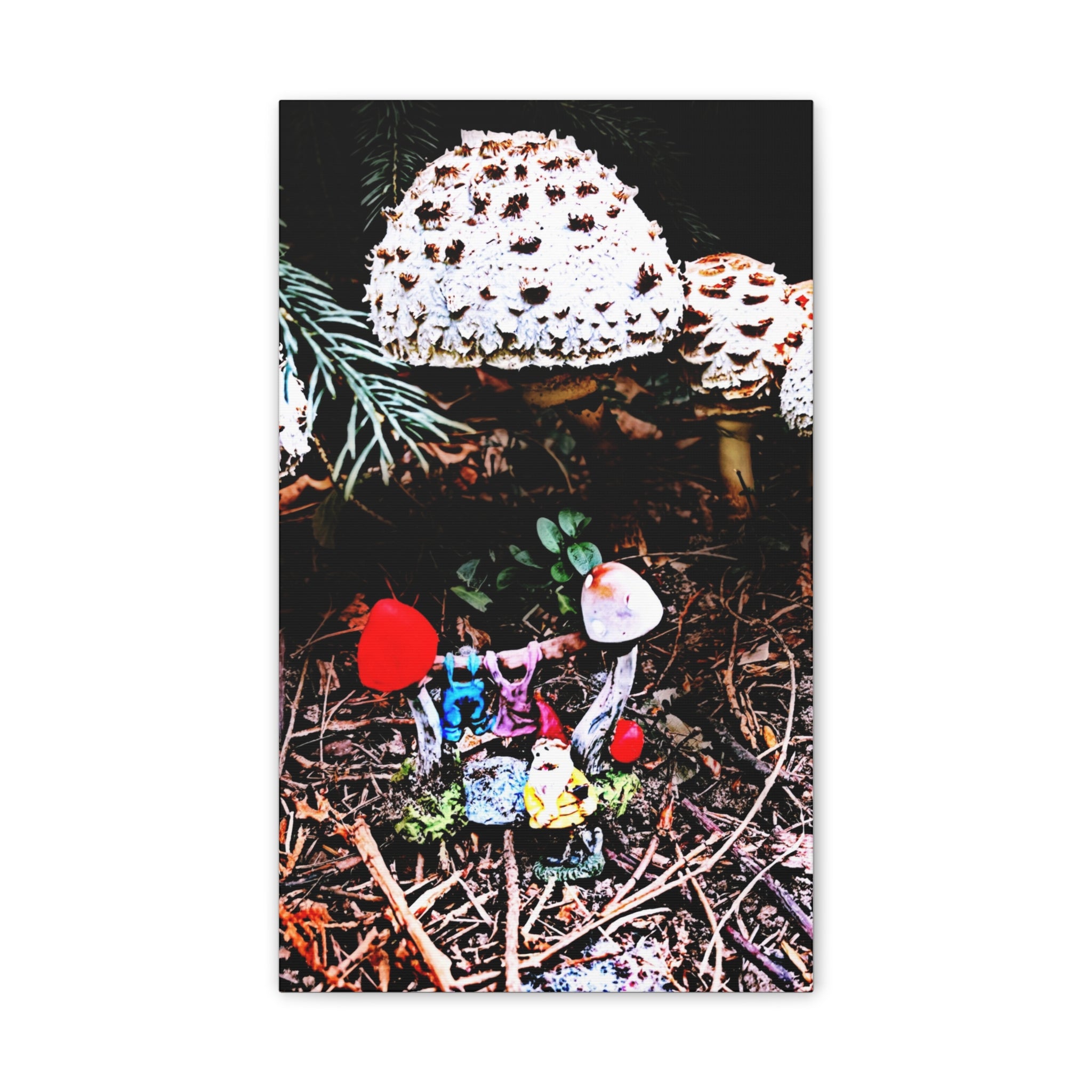 Fungi Funland Clothesline Canvas Print - Stretched 0.75" Vertical Whimsy