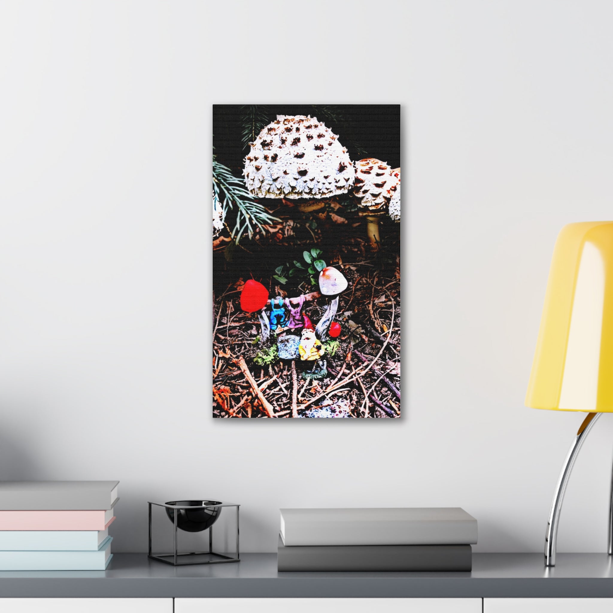Fungi Funland Clothesline Canvas Print - Stretched 0.75" Vertical Whimsy