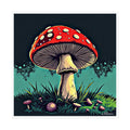 Existence Contemplation Cap Poster — Pop Yume Red Mixed Media Toadstool Illustration