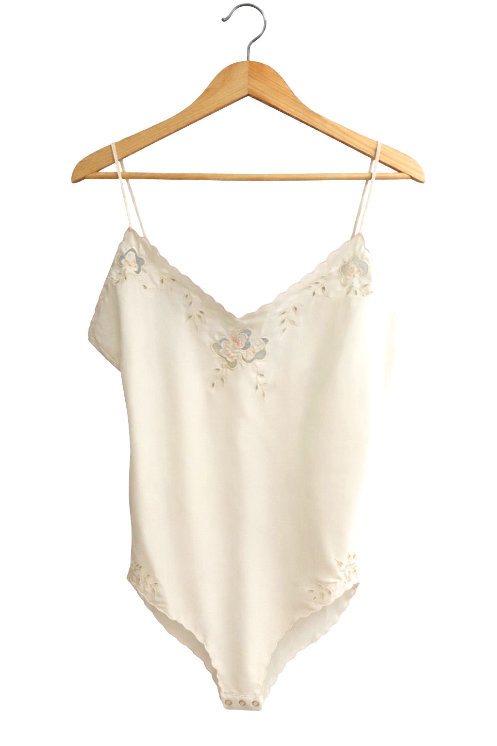 Vintage Ivory Satin Floral Bodysuit