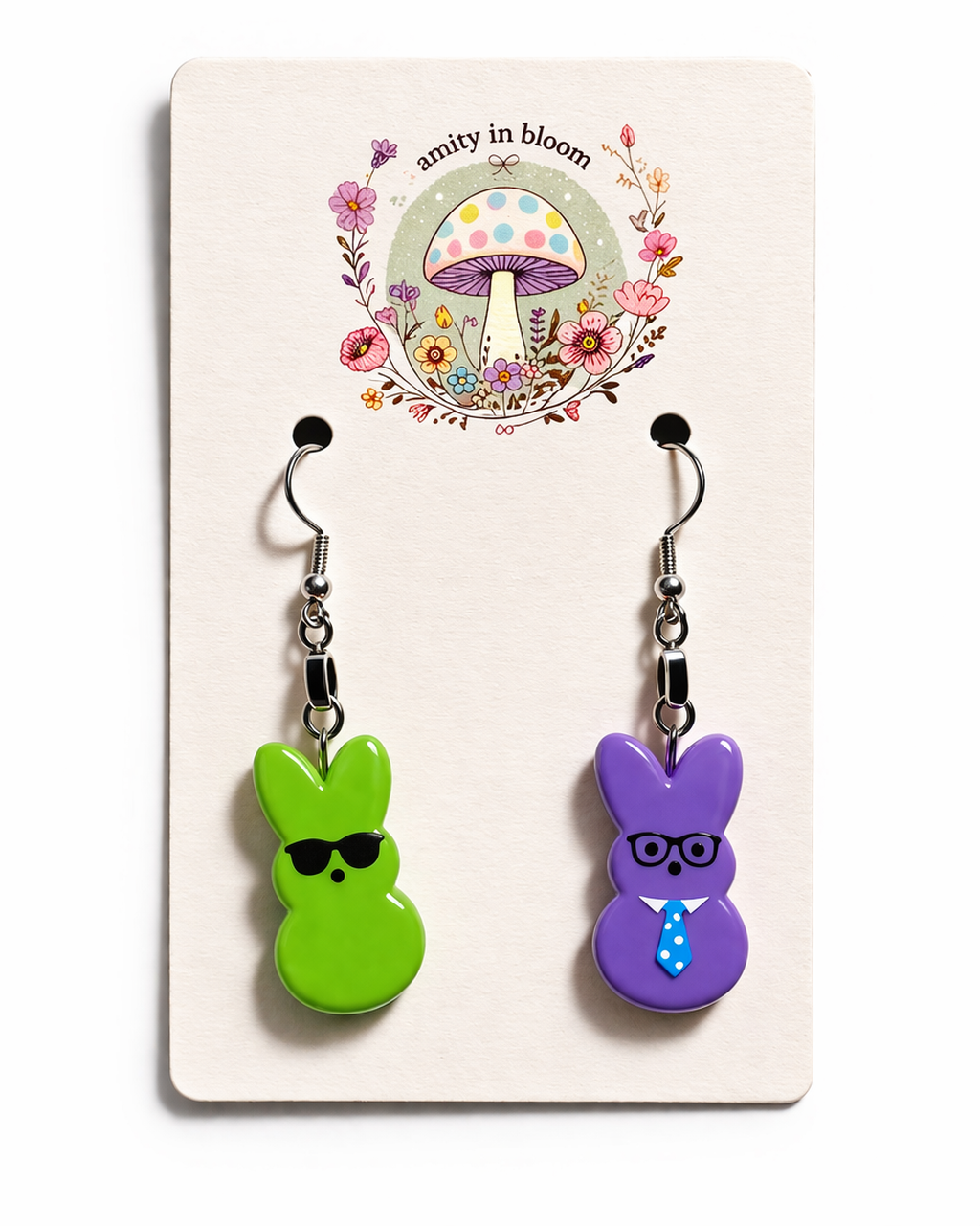 Peep Squad Earrings 🐰✨ Green & Purple/Multi-Charm