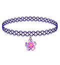 Flower Power Choker Necklace - Purple